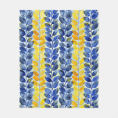 Couverture Polaire Feuilles jaune et bleu (Devant)