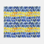 Couverture Polaire Feuilles jaune et bleu (Devant (Horizontal))