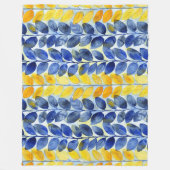 Couverture Polaire Feuilles jaune et bleu (Devant)