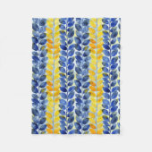 Couverture Polaire Feuilles jaune et bleu (Devant)