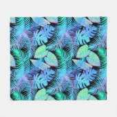 Couverture Polaire Feuilles Néon Tropicales (Devant (Horizontal))