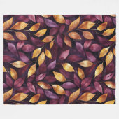 Couverture Polaire Feuilles Or Pourpre Bourgogne (Devant (Horizontal))