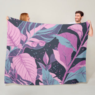 Couverture Polaire Feuilles pastel sur Arrière - plan foncé