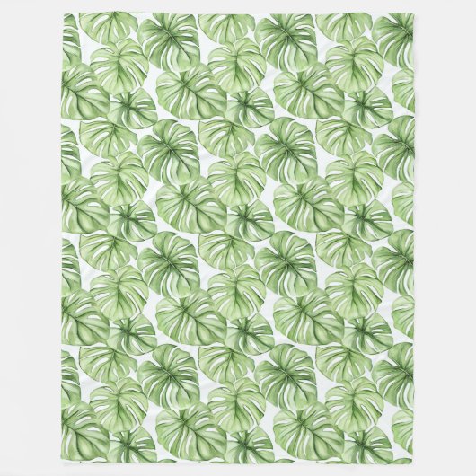 Couverture Polaire Feuilles Tropical Green Palm (Devant)