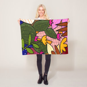Couverture Polaire feuilles tropicaux Abstraits et fleurs