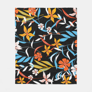 Couverture Polaire Feuilles tropicaux colorés : motif arrière - plan