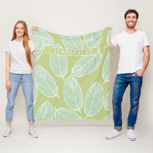 Couverture Polaire Feuilles tropicaux Croquis Nom personnalisé Décor