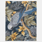 Couverture Polaire Feuilles tropicaux du perroquet gris d'Afrique (Devant)