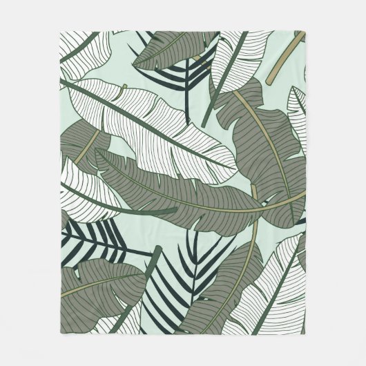 Couverture Polaire Feuilles tropicaux : Motif naturel sans couture. (Devant)