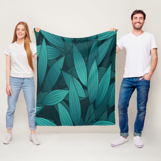 Couverture Polaire Feuilles tropicaux rayonnants (En situation)