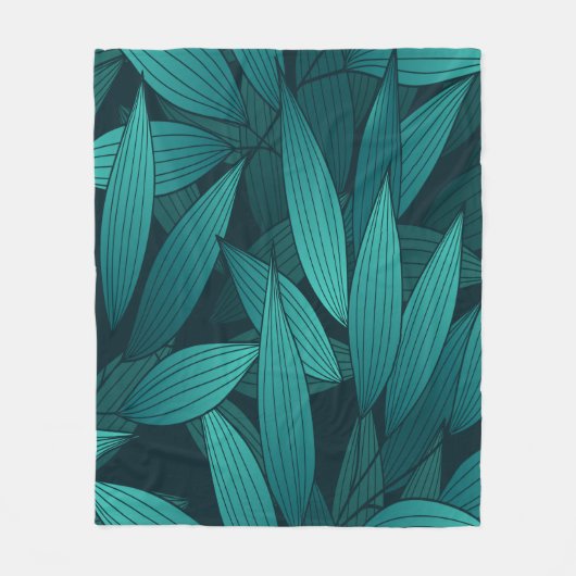 Couverture Polaire Feuilles tropicaux rayonnants (Devant)