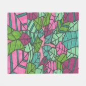 Couverture Polaire Feuilles tropicaux roses et verts (Devant (Horizontal))