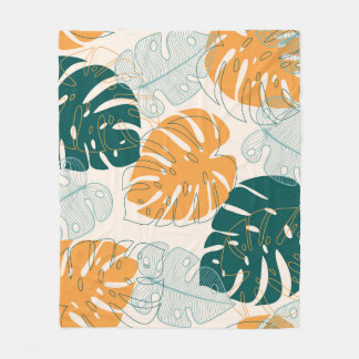 Couverture Polaire Feuilles tropicaux : Sceau Vintage de la Jungle