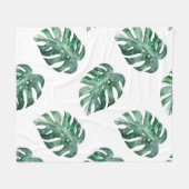 Couverture Polaire Feuilles tropicaux verts, motif aquarelle (Devant (Horizontal))