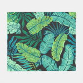Couverture Polaire Feuilles tropicaux verts : motif vintage. (Devant (Horizontal))