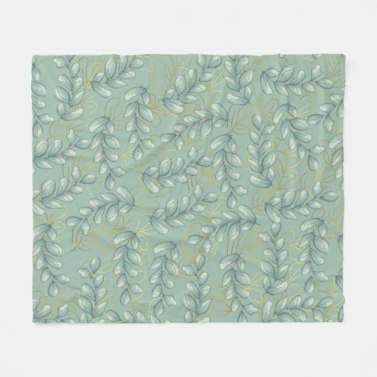 Couverture Polaire Feuilles vert et or (Devant (Horizontal))