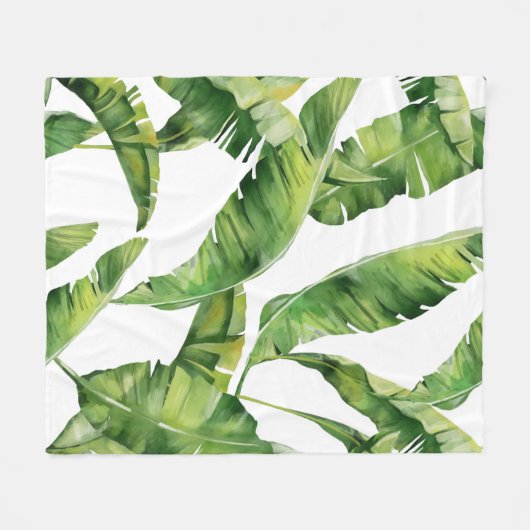 Couverture Polaire Feuilles verts (Devant (Horizontal))