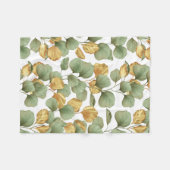 Couverture Polaire Feuilles verts et or. Motif (Devant (Horizontal))