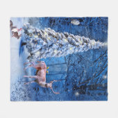 Couverture Polaire Feux d'arbres couverts de neige de Noël (Devant (Horizontal))