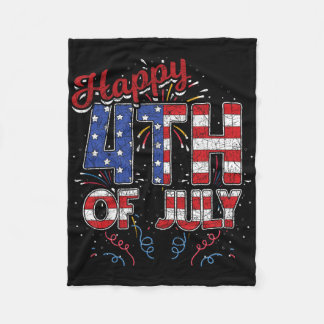 Couverture Polaire Feux d'artifice Joyeux 4 juillet Drapeau américain