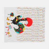 Couverture Polaire Feux de Noël, baubles, cadeaux et coq (Devant (Horizontal))