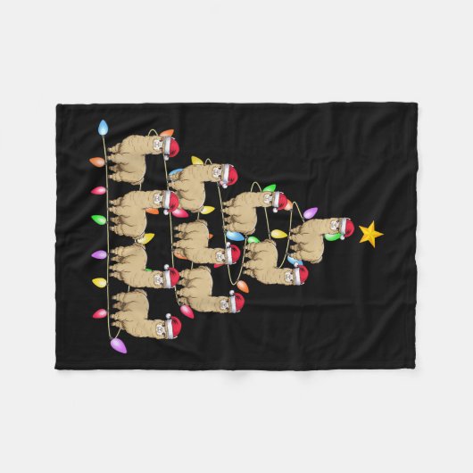 Couverture Polaire Feux de Noël Hommes Femmes Père Noël Alpaca Xmas (Devant (Horizontal))