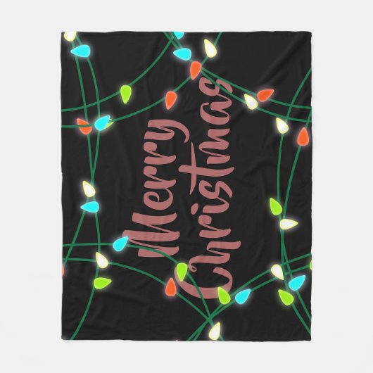 Couverture Polaire Feux de Noël Joyeux Noël (Devant)