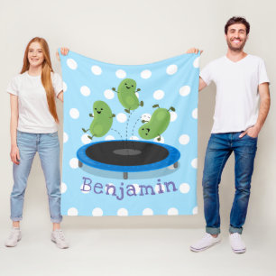 Couverture Polaire Fèves mignonnes saut trampoline dessin animé illus