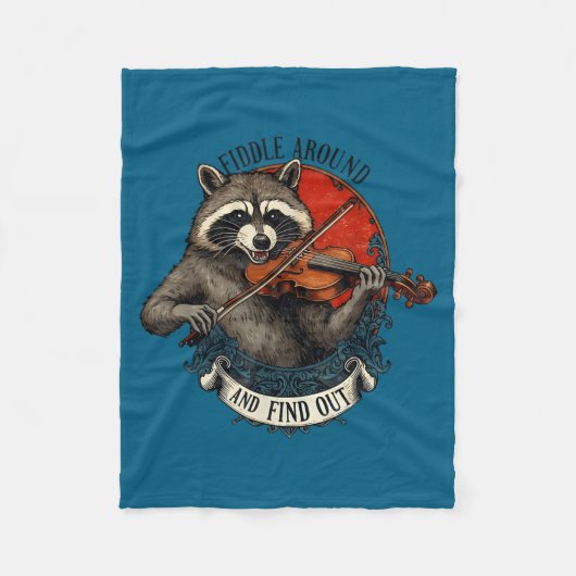 Couverture Polaire Fiddle Around And Find Out Music Raccoon Fiddle Fu (Devant)