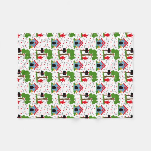 Couverture Polaire Fido Dog House Coeurs Bones (Devant (Horizontal))