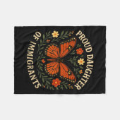 Couverture Polaire Fier Fille Des Immigrants Fleurs Papillon (Devant (Horizontal))