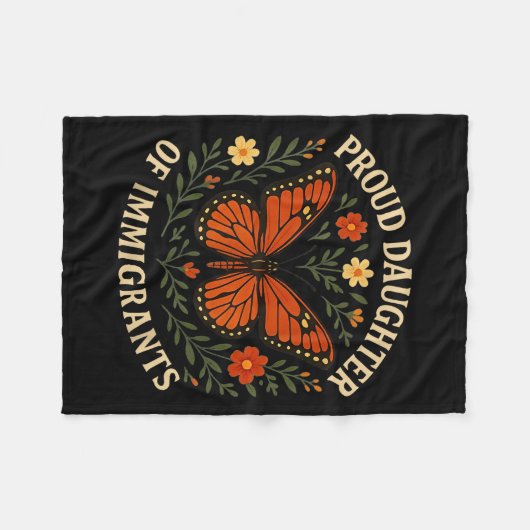 Couverture Polaire Fier Fille Des Immigrants Fleurs Papillon (Devant (Horizontal))