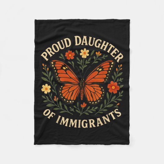 Couverture Polaire Fier Fille Des Immigrants Fleurs Papillon (Devant)