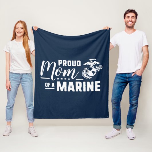 Couverture Polaire Fier maman d'une Marine - Blanc (En situation)