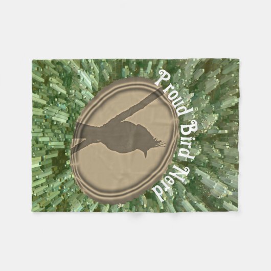 Couverture Polaire Fier Oiseau Nerd Silhouette Vert Brown Birding (Devant (Horizontal))