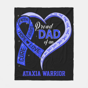 Couverture Polaire Fier Papa D'Un Guerrier Ataxia Bleu Ribbon Matchin