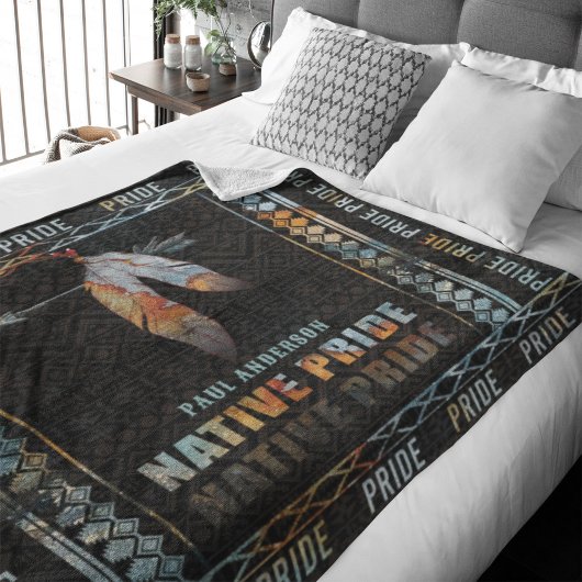 Couverture Polaire Fierté autochtone Plumes indienne Arrow tribale ré