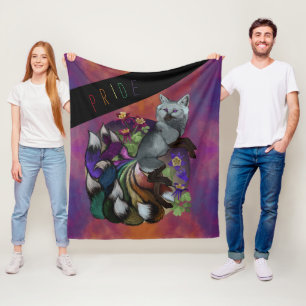 Couverture Polaire Fierté Kitsune et Columbine Flowers