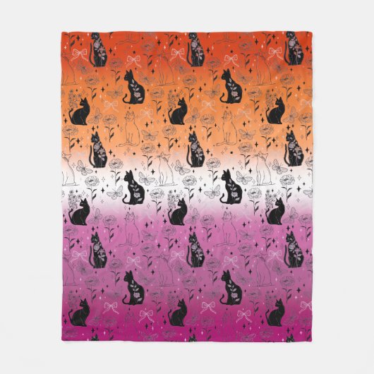 Couverture Polaire Fierté lesbienne Chat Noir - Mystique Sorcière (Devant)