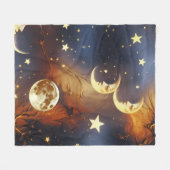 Couverture Polaire Fiery Orange Celestial Moon Blanket – Luxury Seaml (Devant (Horizontal))
