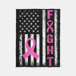 Couverture Polaire Fight Breast Survivor American Flag Cancer du sein