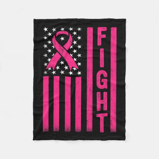 Couverture Polaire Fight Breast Warrier American Flag Cancer du sein  (Devant)