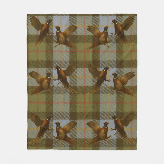 Couverture Polaire Fighting Pheasants on tweed / tartan background  (Devant)
