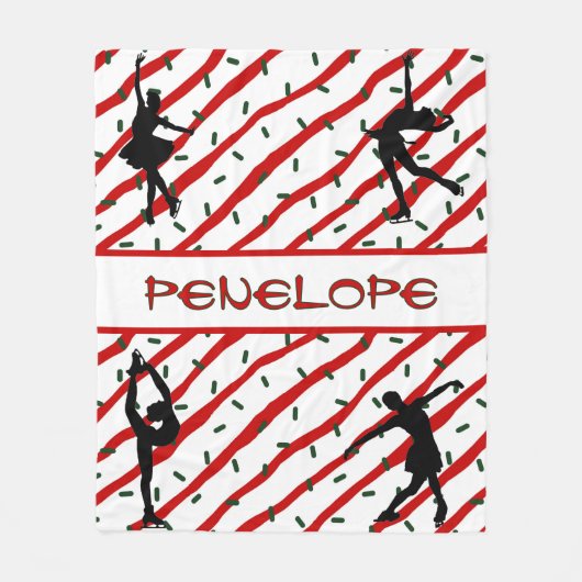Couverture Polaire Figure Patinage Noël Parsemer Rouge Blanc (Devant)