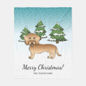 Couverture Polaire Fil À Roue Haineux Dachshund Dans Une Forêt D'Hive (Devant)