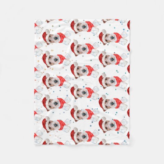 Couverture Polaire Fil Fox Terrier Chien race Étoiles de Noël (Devant)