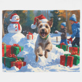 Couverture Polaire Fil Fox Terrier coule la neige avec Casquette de N (Devant (Horizontal))