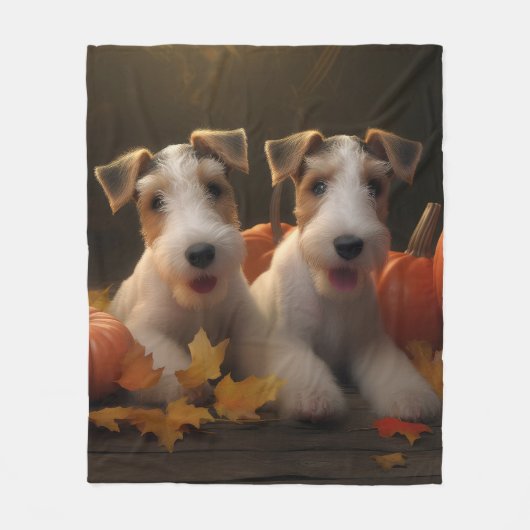Couverture Polaire Fil Fox Terrier Puppy Automne Citrouille de plaisi (Devant)