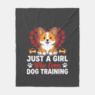 Couverture Polaire Fille aime le dressage de corgi