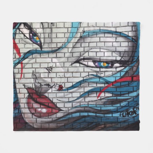Couverture Polaire Fille asiatique graffiti (Devant (Horizontal))